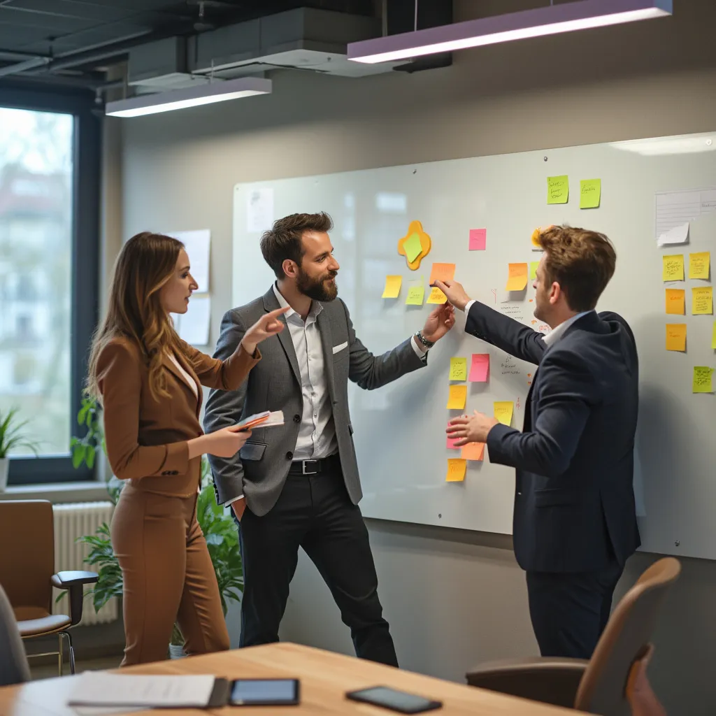 Equipo en sesión de brainstorming